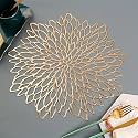 Curated Cart Dinning Table Mat 6 Pcs | Placemats Table Mat PVC Material | Waterproof, Heat Resistant | Round Dining Table for Kitchen, Events &amp; Home Décor- (Gold)