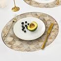 Curated Cart Dinning Table Mat 4 Pcs | Placemats Table Mat PVC Material | Waterproof, Heat Resistant | Round Dining Table for Kitchen, Events &amp; Home Décor- (Gold)