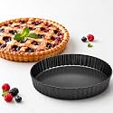 CURATED CART Tart Mould, Mini Tart Pan for Baking, 8 Inch with Removable Bottom, Small Non Stick Carbon Steel Quiche Mould for Oven Baking, Pie Tart, Cake Tray, Premium SGS Certified