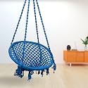Curio Centre Make in India Cotton Round Swing Chair for Adults|Comfortable Hammock Swing for Indoor, Outdoor &amp; Balcony Use| Without Accessories (Blue, 145 x 67 x 45 cm, 100 kg Capacity)