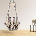Curio Centre Make in India Cotton Round Swing Chair for Adults|Comfortable Hammock Swing for Indoor, Outdoor & Balcony Use| Without Accessories (Multicolor, 145 x 67 x 45 cm, 100 kg Capacity)