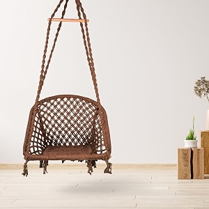 curio centre make in india premium d-shape swing with cotton ropes amp sturdy frame for adults amp kidsindoor outdoor hanging swing chair without accessories 61 x 64 x 152 cm brown