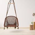 Curio Centre Make in India Premium D-Shape Swing with Cotton Ropes &amp; Sturdy Frame for Adults &amp; Kids/Indoor Outdoor Hanging Swing Chair Without Accessories (61 x 64 x 152 cm, Brown)