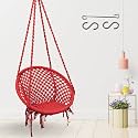 Curio Centre Make in India Round Cotton Rope Hanging Swing for Adults &amp; Kids with Accessories/Swing Chair for Outdoor,Indoor,Home,Patio,Yard, Balcony,Garden (145x57x43 cm,100 kgs Capacity-Red)