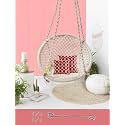 Curio Centre Make in India Round Cotton Home Swing &amp; Hammock Chair/Swing for Adults Indoor (145 cm X 57 cm X 43 cm, White, 100 kgs Capacity)
