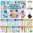 Curious 2 Learn Hardcover Preschool Activity Workbook for Kids Ages 3–5 – 32 Montessori Learning Activities with 9 Markers – ABC, Numbers, Colors & Shapes – Educational Gift for Boys & Girls
