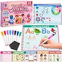 Curious 2 Learn Hardcover Preschool Activity Workbook for Kids Ages 3–5 – 32 Montessori Learning Activities with 9 Markers – ABC, Numbers, Colors & Shapes – Educational Gift for Boys & Girls