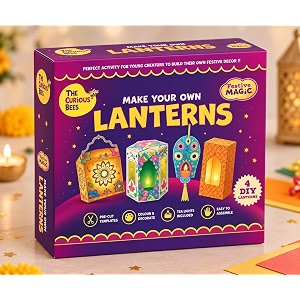 the curious bees - make your own lanterns  diwali diy crafting kit gift for kids  make 4 festive decorative lanterns  creative festive art amp craft activity box  ages 48 years