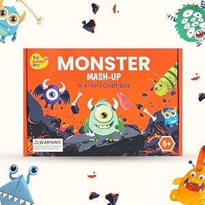 the curious bees monster mash-up activity box  fun and learning craft kit for 5 year olds  creative diy fun activity kit for boys amp girls  ideal gift for early school-goers  4-in-1 activity box