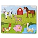 Curious Cub Farm Pegged Wooden Puzzles For Kids 1.5 Yrs+ | Farm Animal Themed Puzzle Game Board 6 Pieces|Interactive Toys For Kids|Curated To Improve Pincer Grasp &amp; Motor Skills| Educational Toys Gift