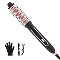 Heated Curling Wand, 1.5-inch Heated Round Brush, with Removable Brush Head, Gloves, and 2 Hair Clips; Dual-Voltage Design; Portable; Easily Creates Voluminous Curls; Rose Gold