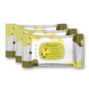 Cursive Lemon Face Wipes Pack of 5