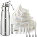 CURTA Professional Whipped Cream Dispenser, Premium Aluminum Cream Whipper Set with 4 Injector Tips, 3 Decorating Tips 500ml / 1 Pint Canister, N2O Chargers Not Included …
