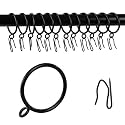Curtain Drapery Hanging 1.25inch-Internal Diameter - Curtain Rings with Hooks Eyelet for Window Door Curtain Black Zocang
