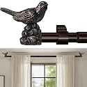 Curtain Rods 72 to 144 Inches Vintage Oil Bronze Curtain Rods for Windows Adjustable Heavy Duty Drapery Rod with Bird Finials for Living Room Bedroom