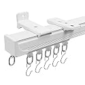 Curtain Tracks Ceiling Wall Mounted White 6FT Curtain Tracks with Hook for Room Divider Living Room Bedroom Office RV