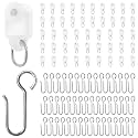 Curtain Tracks Ceiling Wall Mounted White Thickened Style Curtain Tracks with Hook for Room Divider, Living Room, Bedroom, Office, RV (White Pulleys, 48 set)