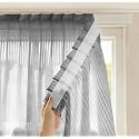 Curtains Sheer Decorative and Functional, Adhesive Backed No Tools Required, Semi Sheer Curtains for Light Control in Living Space-Grey(W 35*L 63in-1-Panel)