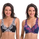 Curve Muse Minimizer Unlined Underwire Bra-2PK-BlueSilver-34D