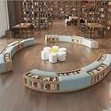 Curved Bookshelf and Sofa Set,Multifunctional Stool Combination,for Training Institution Kindergarten Reading Area Library Rest(G)
