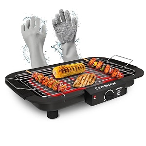 2000w griller barbeque grill with temperature control indoor and outdoor tandoor - siliocon gloves