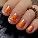 CurvLife Extra Short Oval Fall Press On Nails, Maple Leaf Orange, Soft Gel