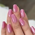 CurvLife Medium Chrome Cat Eye Press On Nails, Light Mauve Pink, Soft Gel