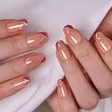 CurvLife Medium Square French Tip Fall Press On Nails, Mosaic Glow Orange