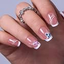 CurvLife Medium Square French Tip Press On Nails, Butterfly Edge Pink