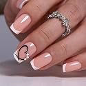 CurvLife Medium Square French Tip Press On Nails, Love Edge Pink, Soft Gel