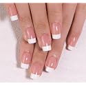 CurvLife Medium Square French Tip Press On Nails, Classic Edge, Soft Gel