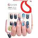 CurvLife Medium Square Ombre Press On Nails, Sky Fade Black, Soft Gel