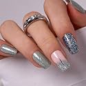 CurvLife Medium Square Press On Nails, Cement Edge Blue, Soft Gel