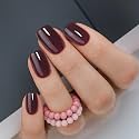CurvLife Short Square Burgundy Press On Nails, Fall Dark red