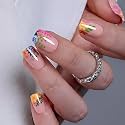 CurvLife Short Square French Tip Press On Nails, Nude Colorful, Soft Gel