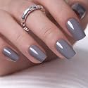 CurvLife Short Square Press On Nails, Grizzly Gray, Soft Gel