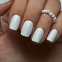 CurvLife Short Square Press On Nails, Pure Gloss White, Soft Gel