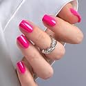 CurvLife Short Square Press On Nails, Vivid Gloss Hot Pink, Soft Gel