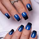 CurvLife Shrot Square Ombre Press On Nails, Midnight Fade Black, Soft Gel