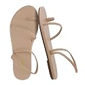 CUSHIONAIRE Chai Strappy Flip Flops for Women, Comfortable Casual Women Sandals with Memory Foam