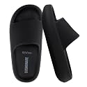 CUSHIONAIRE Feather EVA Slides for Women – Comfortable Slip On Womens Slippers, Indoor Outdoor Shower Shoes, Beach Essential Cloud Slides
