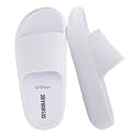 CUSHIONAIRE Feather EVA Slides for Women – Comfortable Slip On Womens Slippers, Indoor Outdoor Shower Shoes, Beach Essential Cloud Slides