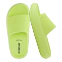 CUSHIONAIRE Feather EVA Slides for Women – Comfortable Slip On Womens Slippers, Indoor Outdoor Shower Shoes, Beach Essential Cloud Slides