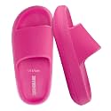 CUSHIONAIRE Feather EVA Slides for Women – Comfortable Slip On Womens Slippers, Indoor Outdoor Shower Shoes, Beach Essential Cloud Slides