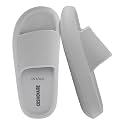 CUSHIONAIRE Feather EVA Slides for Women – Comfortable Slip On Womens Slippers, Indoor Outdoor Shower Shoes, Beach Essential Cloud Slides