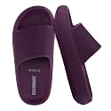 CUSHIONAIRE Feather EVA Slides for Women – Comfortable Slip On Womens Slippers, Indoor Outdoor Shower Shoes, Beach Essential Cloud Slides