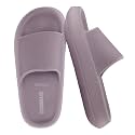 CUSHIONAIRE Feather EVA Slides for Women – Comfortable Slip On Womens Slippers, Indoor Outdoor Shower Shoes, Beach Essential Cloud Slides
