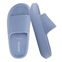 CUSHIONAIRE Feather EVA Slides for Women – Comfortable Slip On Womens Slippers, Indoor Outdoor Shower Shoes, Beach Essential Cloud Slides
