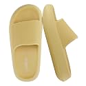 CUSHIONAIRE Feather EVA Slides for Women – Comfortable Slip On Womens Slippers, Indoor Outdoor Shower Shoes, Beach Essential Cloud Slides