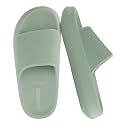 CUSHIONAIRE Feather EVA Slides for Women – Comfortable Slip On Womens Slippers, Indoor Outdoor Shower Shoes, Beach Essential Cloud Slides